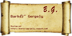 Barkó Gergely névjegykártya